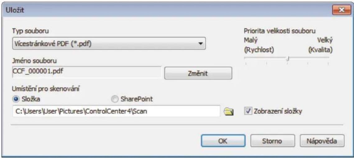BROTHER DCP-B7500D - Uložení naskenovaných dat do složky jako soubor PDF pomocí aplikace ControlCenter4 v domácím režimu (Windows) - 4