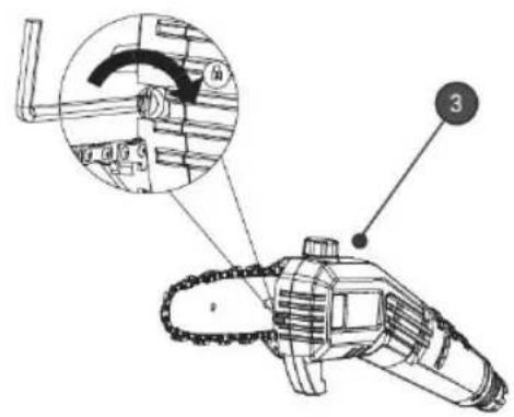 Technical diagram of a mechanical device with labeled parts and an inset showing a close-up of a gear mechanism.