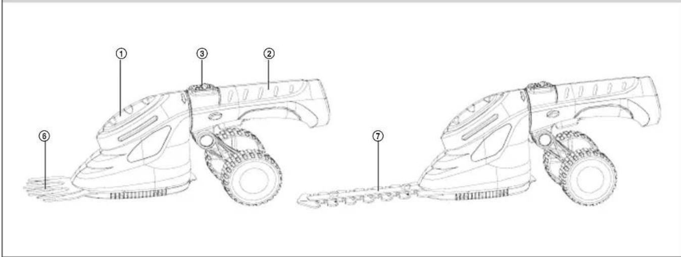 Technical diagram of a lawn mower with numbered parts labeled for identification