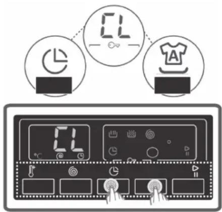 Diagram showing a digital timer control interface with icons for pie chart, timer, and T-shirt, plus a thermal management panel below.