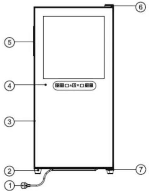 Technical diagram of a refrigerator internal structure with numbered components for identification