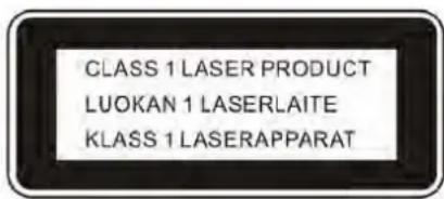 CLASS 1 LASER PRODUCT LUOKAN 1 LASERLAITE KLASS 1 LASERAPPARAT