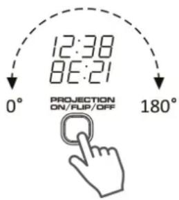 12:38 8E:21 0° PROJECTION ON/FLIP/OFF 180°