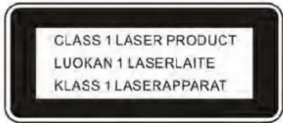 CLASS 1 LASER PRODUCT LUOKAN 1 LASERLAITE KLASS 1 LASERAPPARAT