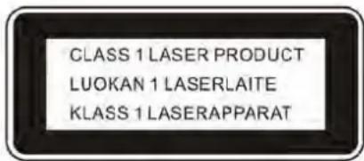 CLASS 1 LASER PRODUCT LUOKAN 1 LASERLAITE KLASS 1 LASERAPPARAT