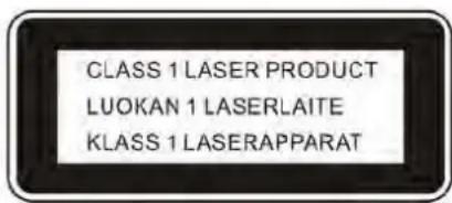 CLASS 1 LASER PRODUCT LUOKAN 1 LASERLAITE KLASS 1 LASERAPPARAT