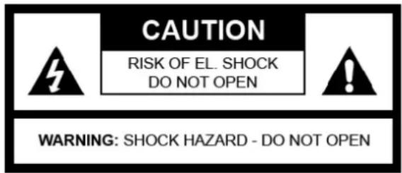 CAUTION RISK OF EL. SHOCK DO NOT OPEN WARNING: SHOCK HAZARD - DO NOT OPEN