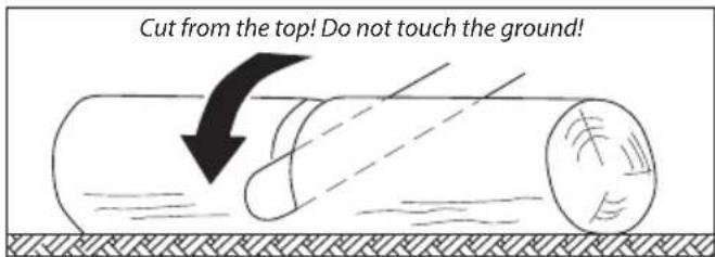 Cut from the top! Do not touch the ground!