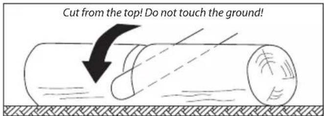 Cut from the top! Do not touch the ground!