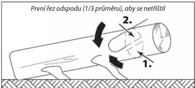 První řez odspodu (1/3 průměru), aby se netříštil 2. 1.