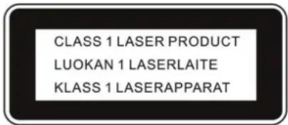 CLASS 1 LASER PRODUCT LUOKAN 1 LASERLAITE KLASS 1 LASERAPPARAT