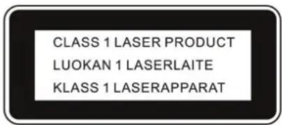 CLASS 1 LASER PRODUCT LUOKAN 1 LASERLAITE KLASS 1 LASERAPPARAT