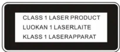 CLASS 1 LASER PRODUCT LUOKAN 1 LASERLAITE KLASS 1 LASERAPPARAT