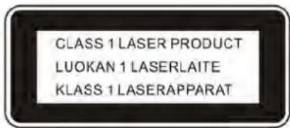 CLASS 1 LASER PRODUCT LUOKAN 1 LASERLAITE KLASS 1 LASERAPPARAT