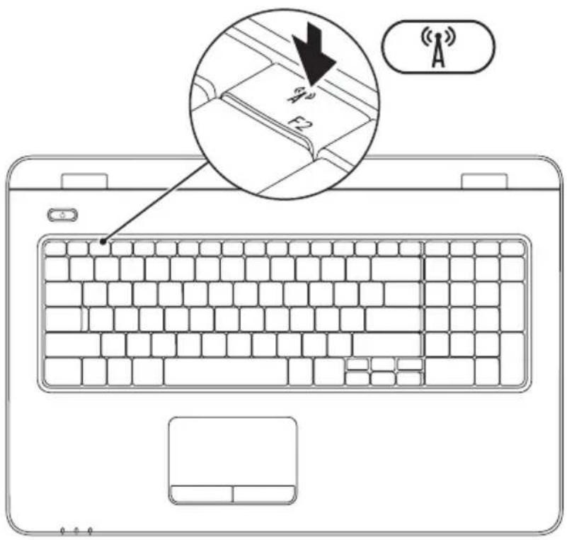 DELL Inspiron 17 N7010 - Zapnutí nebo vypnutí bezdrátové sítě (volitelně) - 1