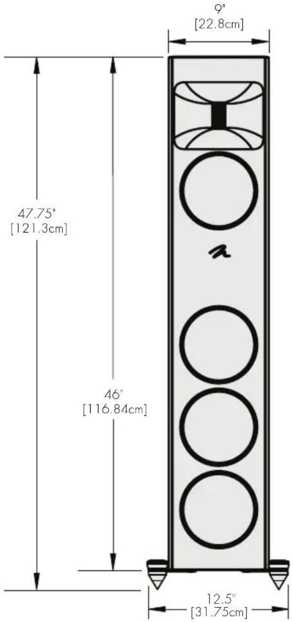 47.75" [121.3cm] 46" [116.84cm] 9" [22.8cm] 12.5" [31.75cm]