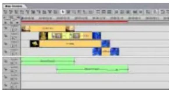 Screenshot of a video editing timeline interface with multiple tracks and clips labeled in Chinese