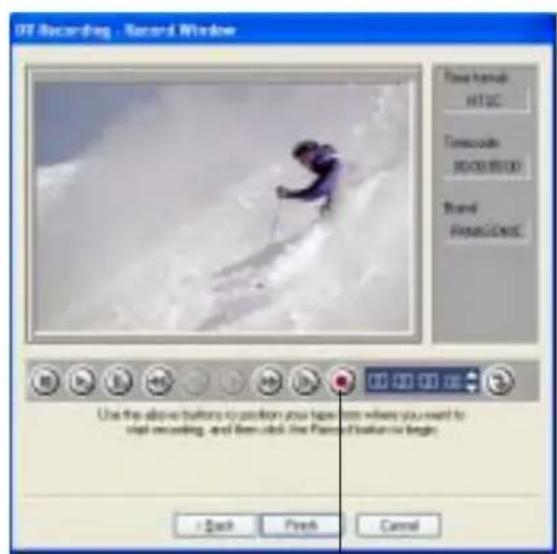 07 Recording - Record Window Flow menu HITAC Forecasts 80/08/01/00 Stand PANSLONE Use the above buttons to position your head room where you want to install recording, and then click the Player's status as long. + Back Finish Cancel