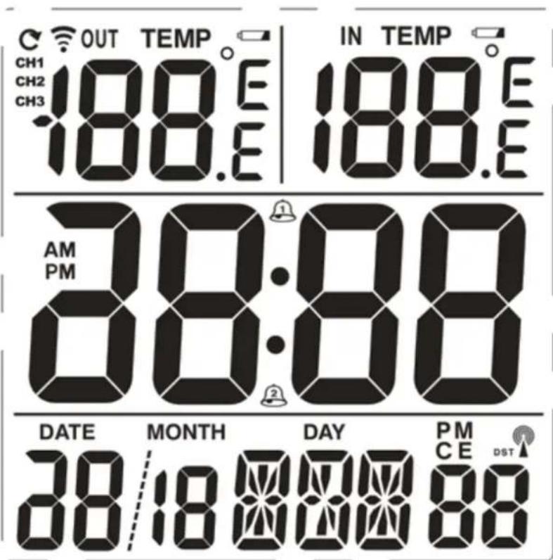 OUT TEMP CH1 188.E IN TEMP CH2 188.E CH3 188.E AM PM 38:00 DATE MONTH DAY PM 38/18 00000000 CE DST