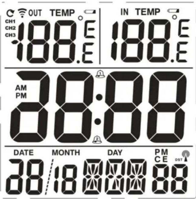CH1 CH2 CH3 OUT TEMP 188.E IN TEMP 188.E AM PM 28:00 DATE MONTH DAY PM 38/18 0000 CE OST