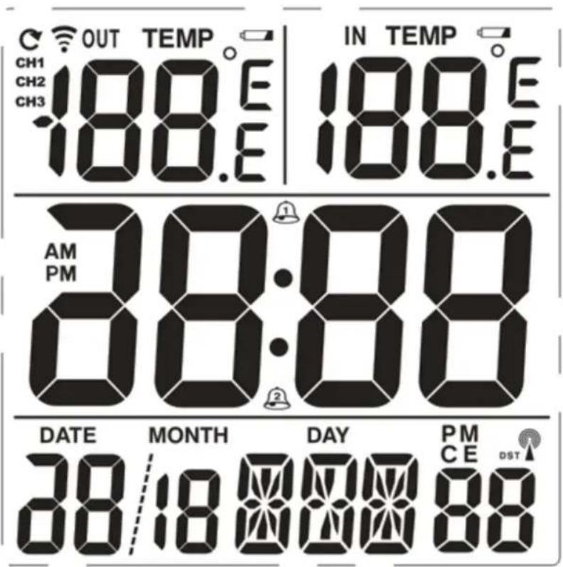 OUT TEMP CH1 188.E IN TEMP CH2 188.E CH3 188.E AM PM 28:00 DATE MONTH DAY PM 38/18 00000000 CE DST