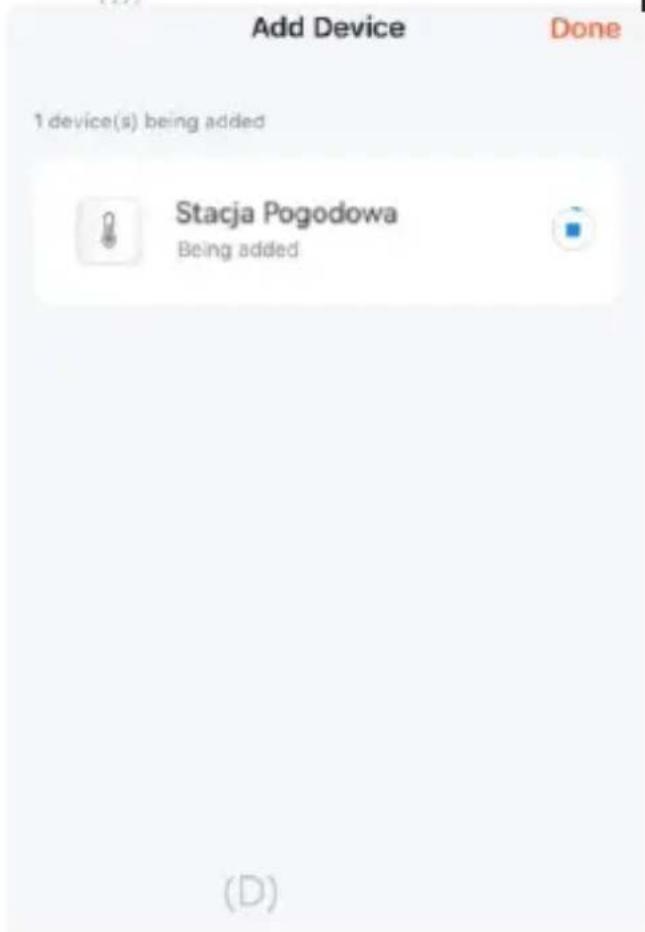 Add Device Done 1 device(s) being added Stacja Pogodowa Being added (D)