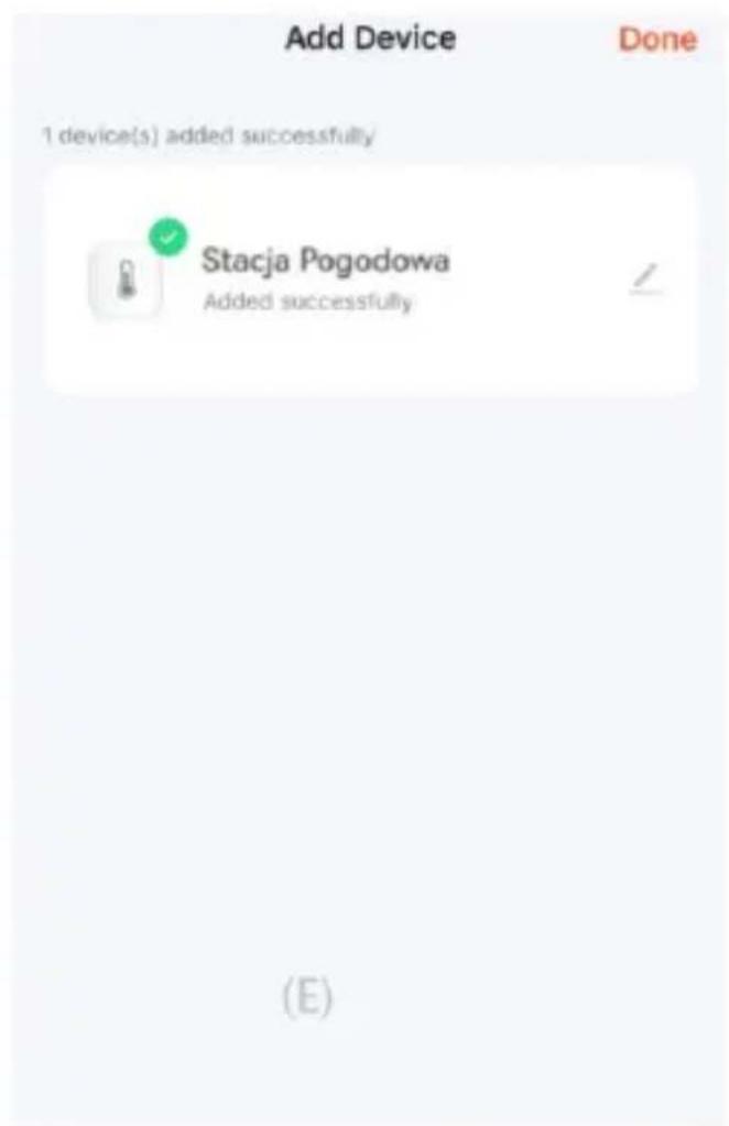 Add Device Done 1 device(s) added successfully Stacja Pogodowa Added successfully (E)
