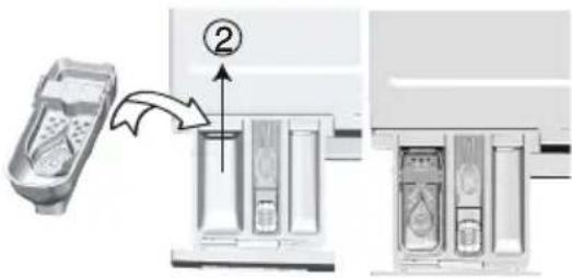 Diagram showing a device being processed into a rack with labeled components, including a magnified view of the rack.
