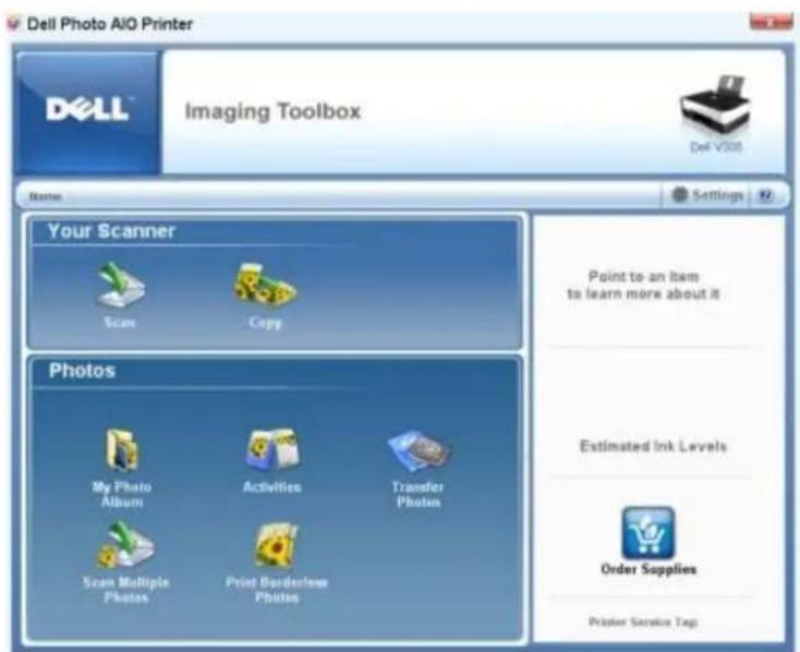 DELL V305w - Použití dialogového okna Dell Imaging Toolbox - 1