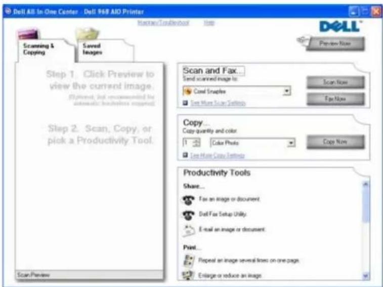DELL 968w - Použití aplikace Dell All-In-One Center - 1