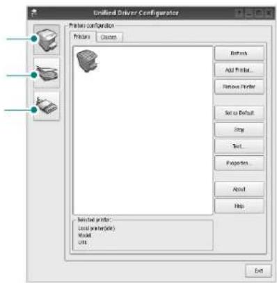 Unified Driver Configurator Printer configuration Printer Classes Network Add Print... Remove Printer Set or Default Copy Text... Properties... About Help Selected printer: Local printer(sld) Model GDS. Exit