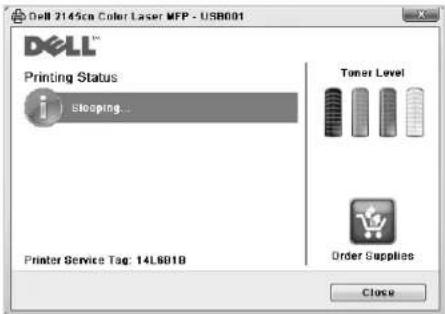 Dell 2145cn Color Laser MFP - USB001 DELL™ Printing Status i Slooping... Printer Service Tag: 14L801B Toner Level Order Supplies Close