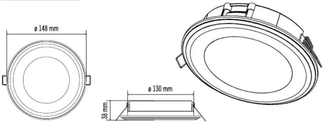 Ø 148 mm Ø 130 mm 38 mm