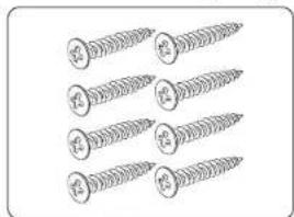 Illustration of four screws with handwritten annotations showing different screw positions.