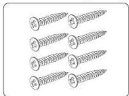 Illustration of four screws with handwritten annotations showing different screw positions.