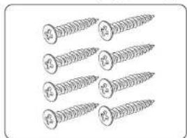Illustration of four screws with handwritten annotations showing different screw positions.