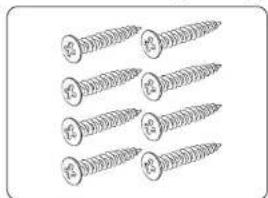 Illustration of four screws with handwritten labels indicating ' screw' and ' screw' positions.