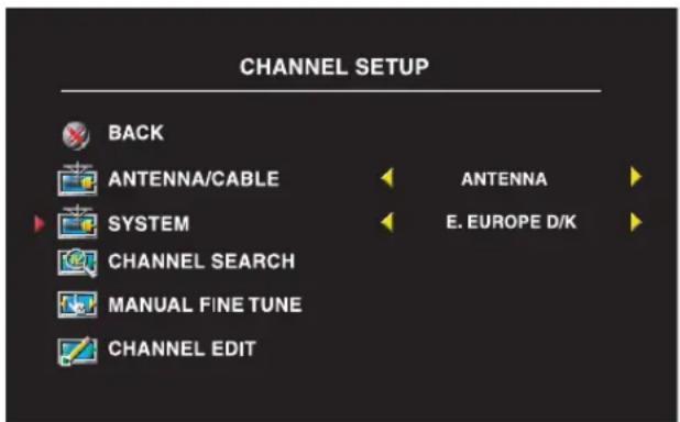 DELL W1900 - Channel Setup (Nastavení kanálu) - 1