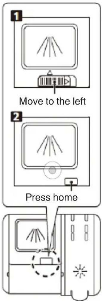 1 Move to the left 2 Press home