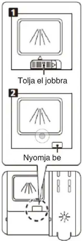 1 Tolja el jobbra 2 Nyomja be