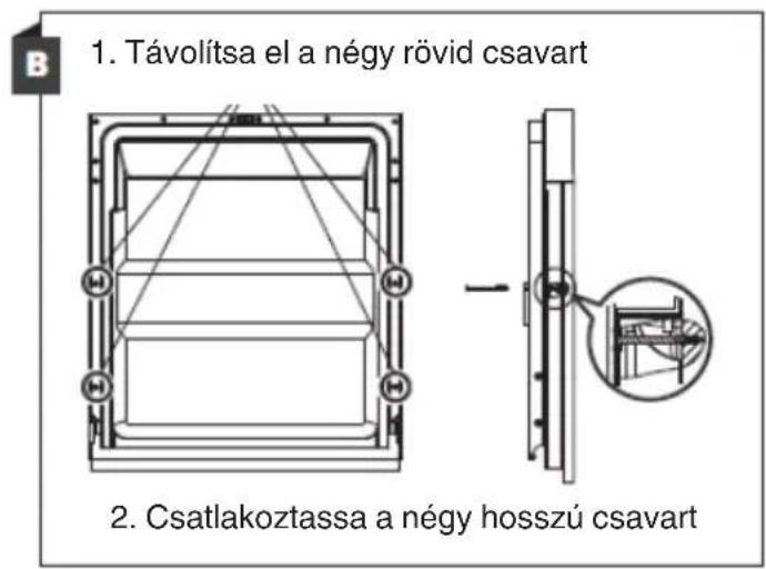 1. Távolítsa el a négy rövid csavart 2. Csatlakoztassa a négy hosszú csavart