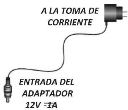 A LA TOMA DE CORRIENTE ENTRADA DEL ADAPTADOR 12V =1A