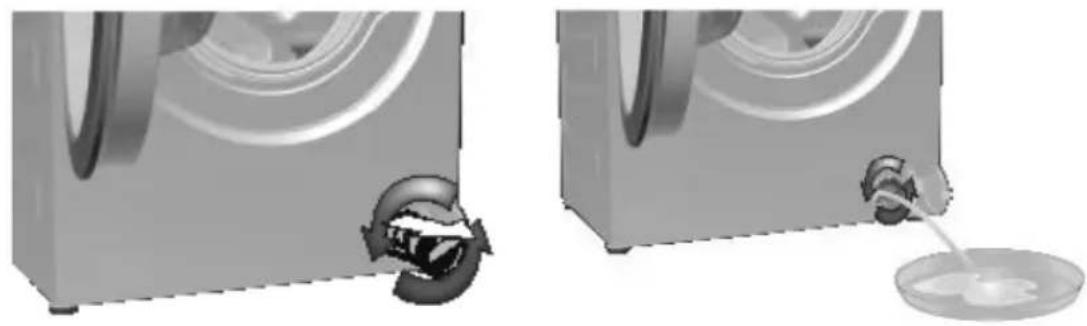 BEKO WRE6612CSBWW - Odčerpání zbytkové vody a čištění filtru čerpadla - 7