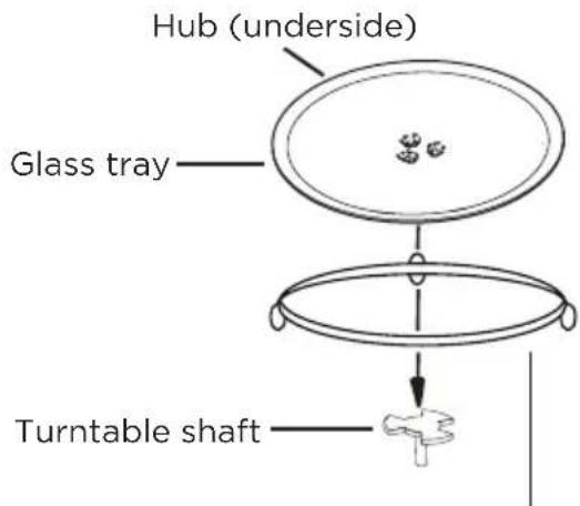 Hub (underside) Glass tray Turntable shaft