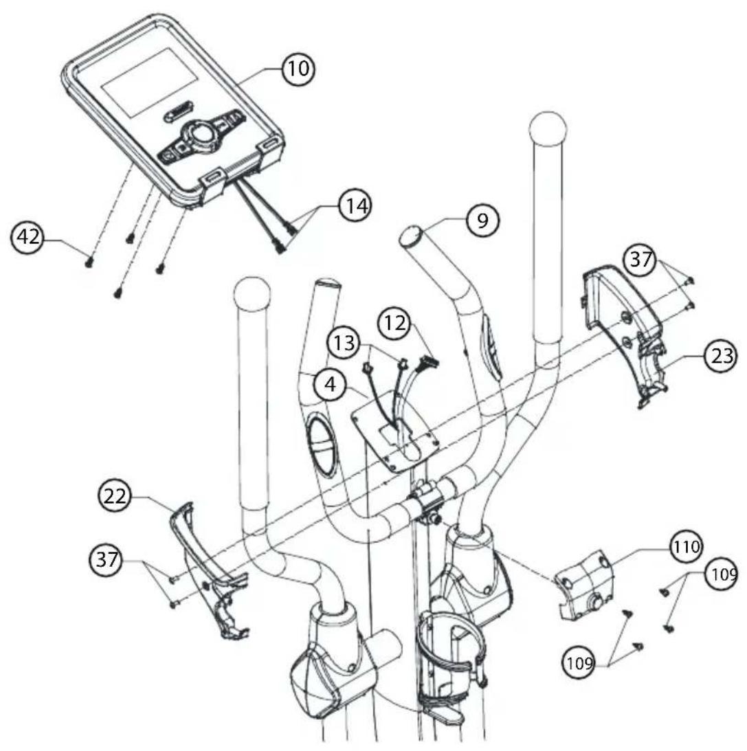 Technical diagram of a mechanical device with numbered components for identification
