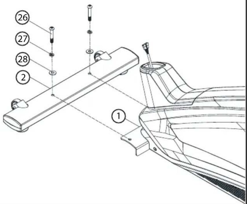 Technical diagram of a mechanical assembly with numbered parts, likely for assembly or maintenance instructions.