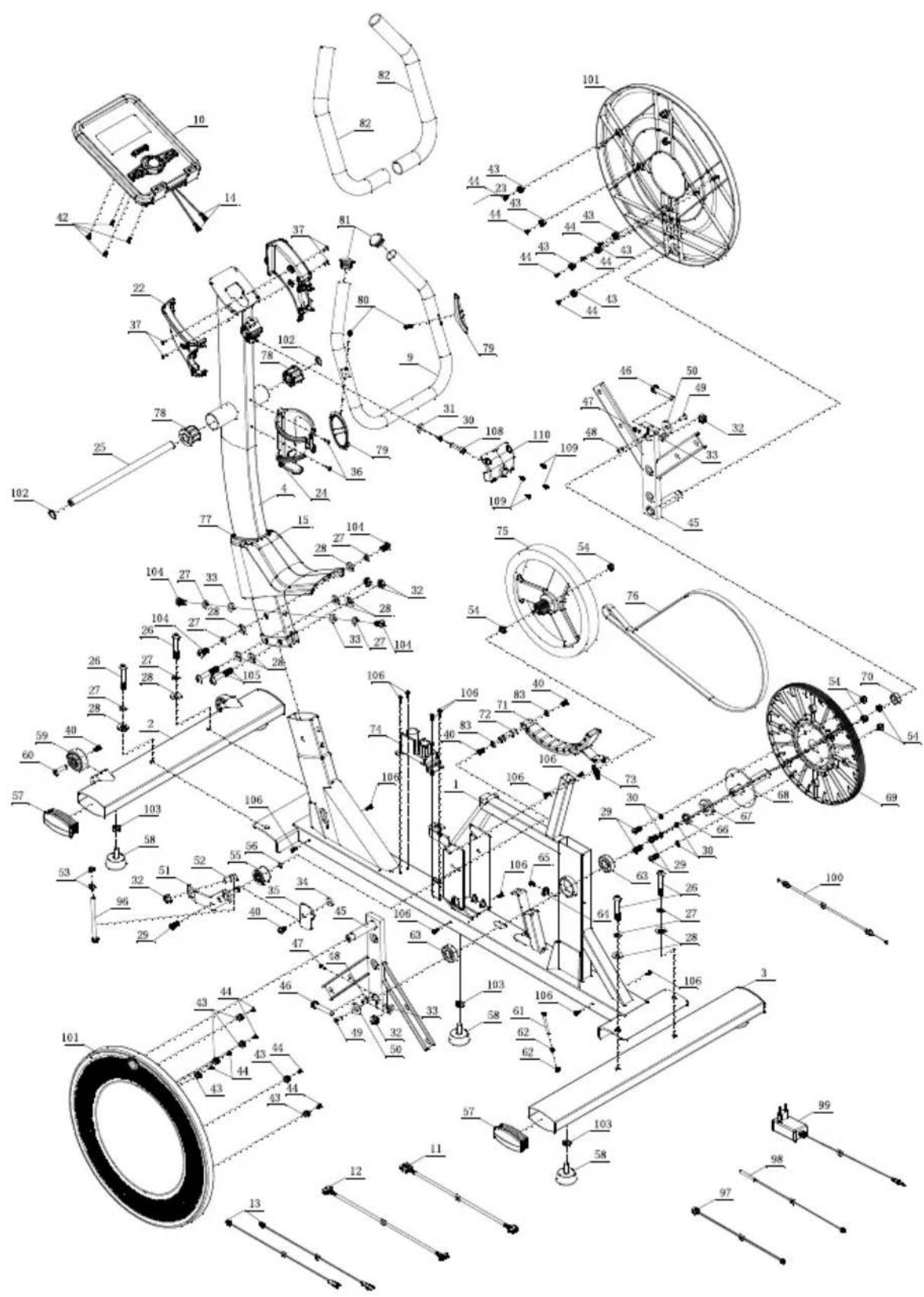 Technical diagram of a mechanical assembly with numbered components and exploded view, likely for engineering or manufacturing purposes.