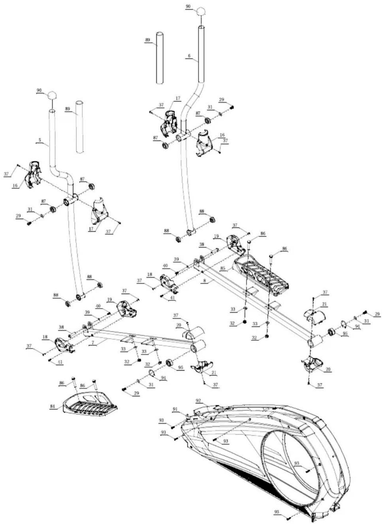 Technical diagram of a vehicle suspension system with numbered components and labeled parts