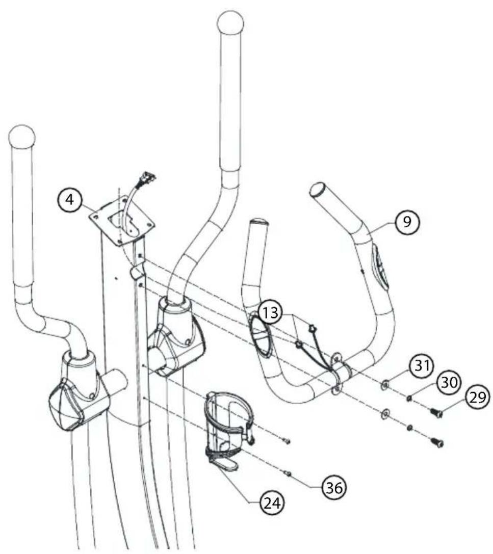 Technical diagram of a mechanical or electrical device with numbered components, likely for assembly or maintenance instructions.