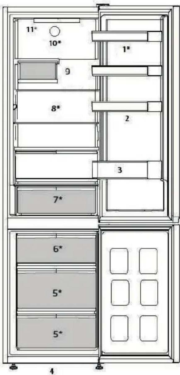11* 10* 9 8* 7* 1* 2 3 6* 5* 5* 4